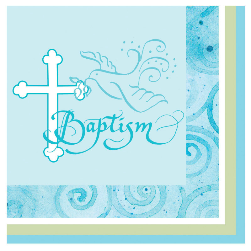 Faithful Dove Blue Baptism Lunch Napkins (16 count)