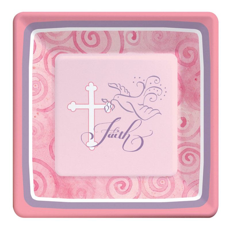 Faithful Dove Pink Dessert Plates (8 count) - Click Image to Close