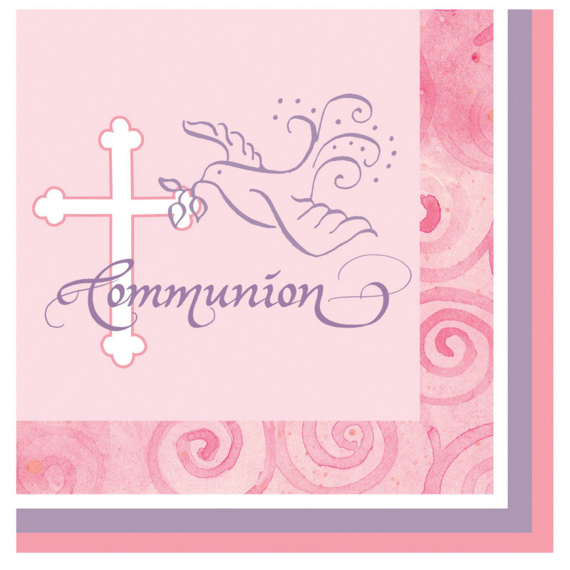Faithful Dove Pink Communion Lunch Napkins (16 count) - Click Image to Close