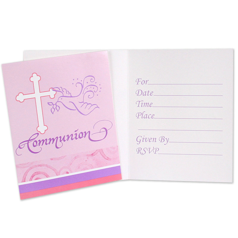 Faithful Dove Pink Communion Invitations (8 count)