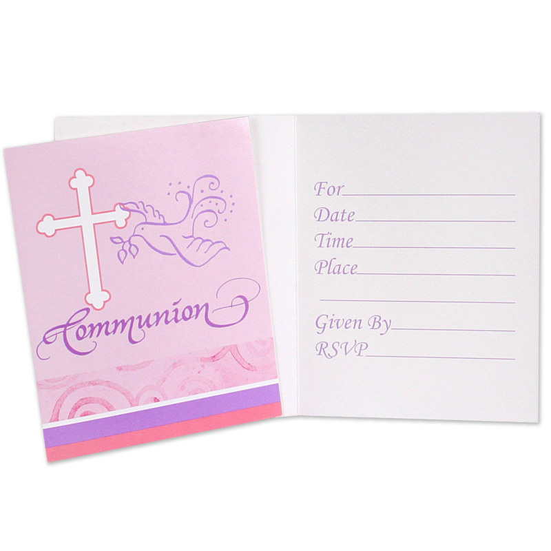 Faithful Dove Pink Communion Invitations (8 count)