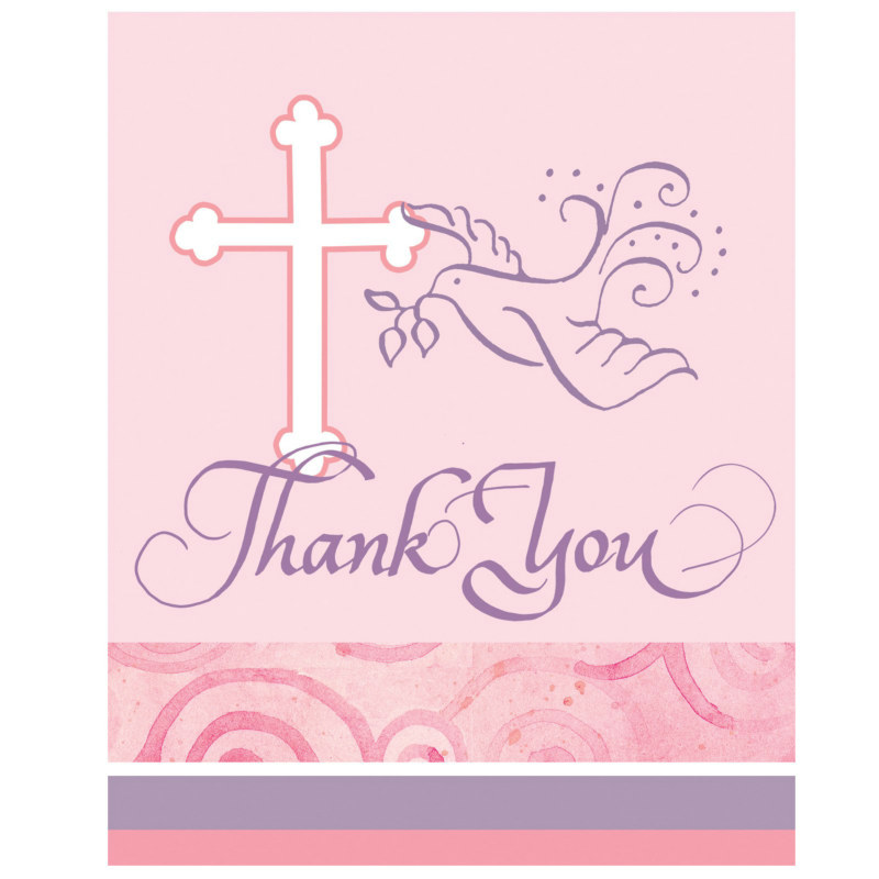 Faithful Dove Pink Thank You Cards (8 count) - Click Image to Close