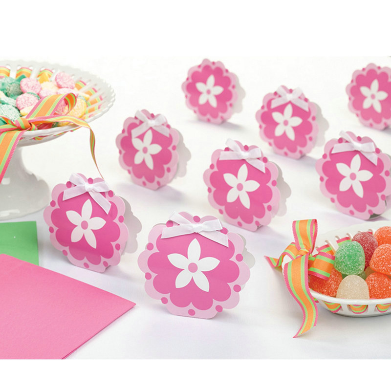 Pink Flower Favor Boxes (12 count)