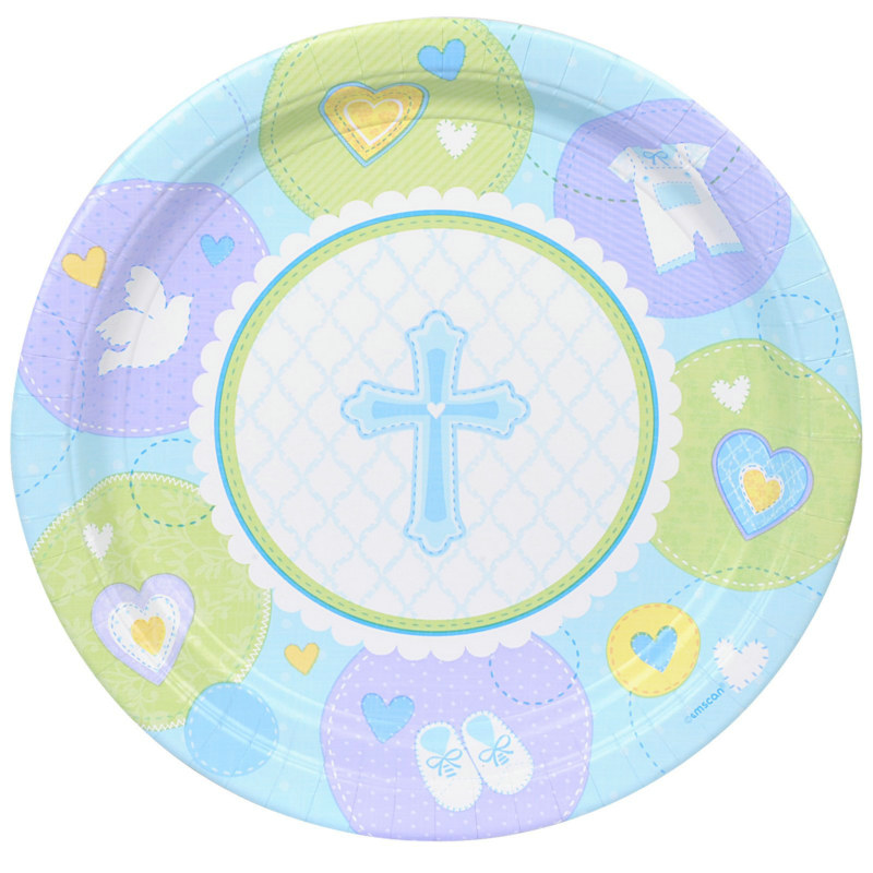 Sweet Blessing Blue Dessert Plates (8 count) - Click Image to Close