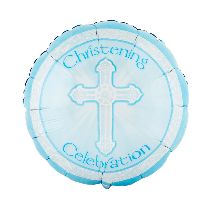 Christening Blue Cross 18" Foil Balloon - Click Image to Close