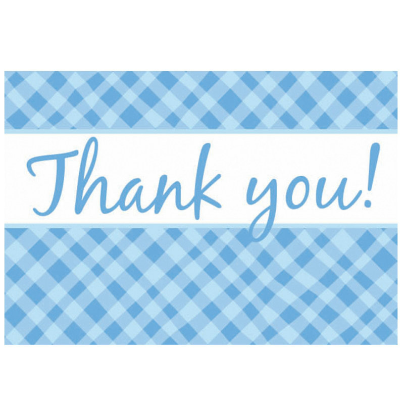 Blue Plaid Thank You Cards (8 count) - Click Image to Close