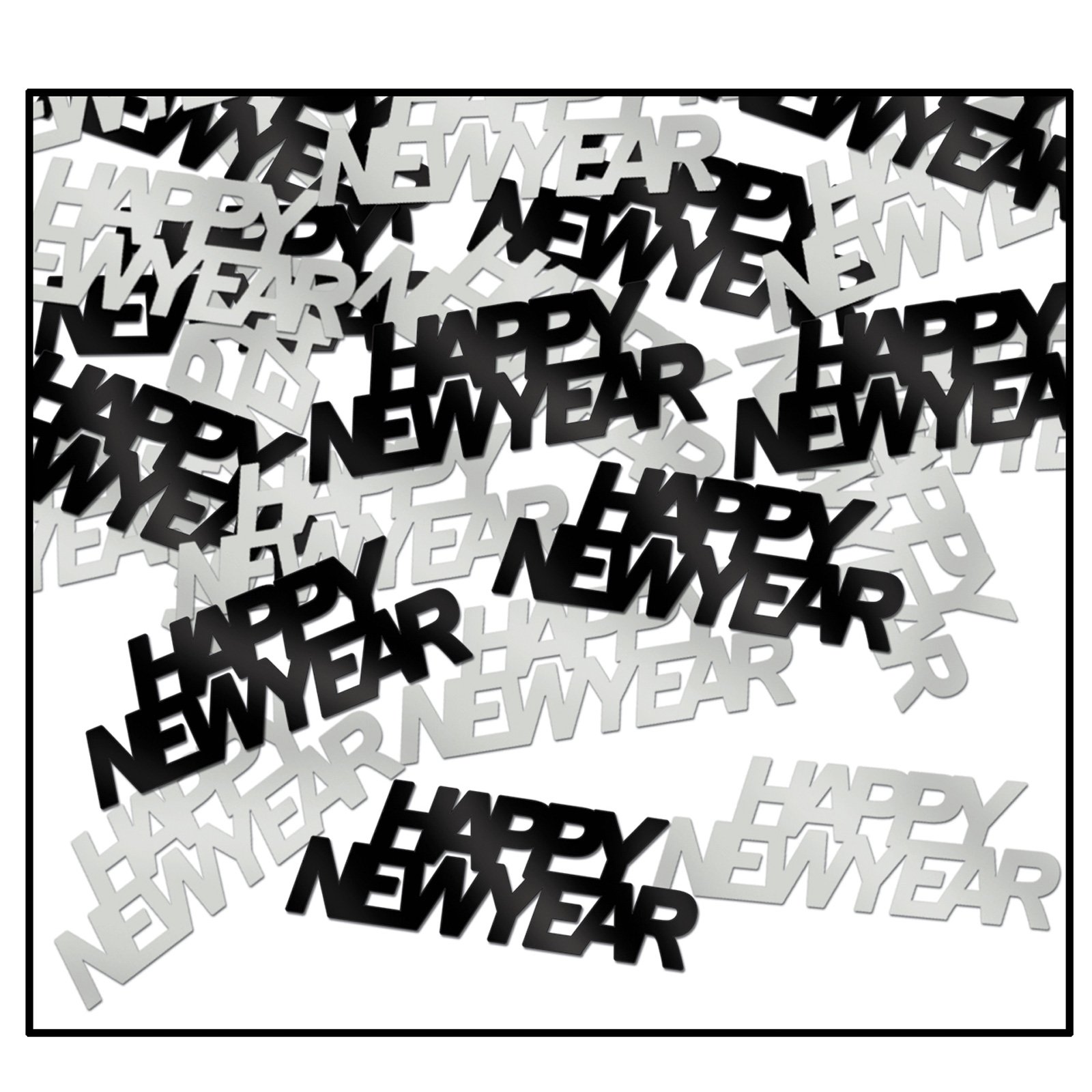 Happy New Year Black and Silver Confetti - Click Image to Close