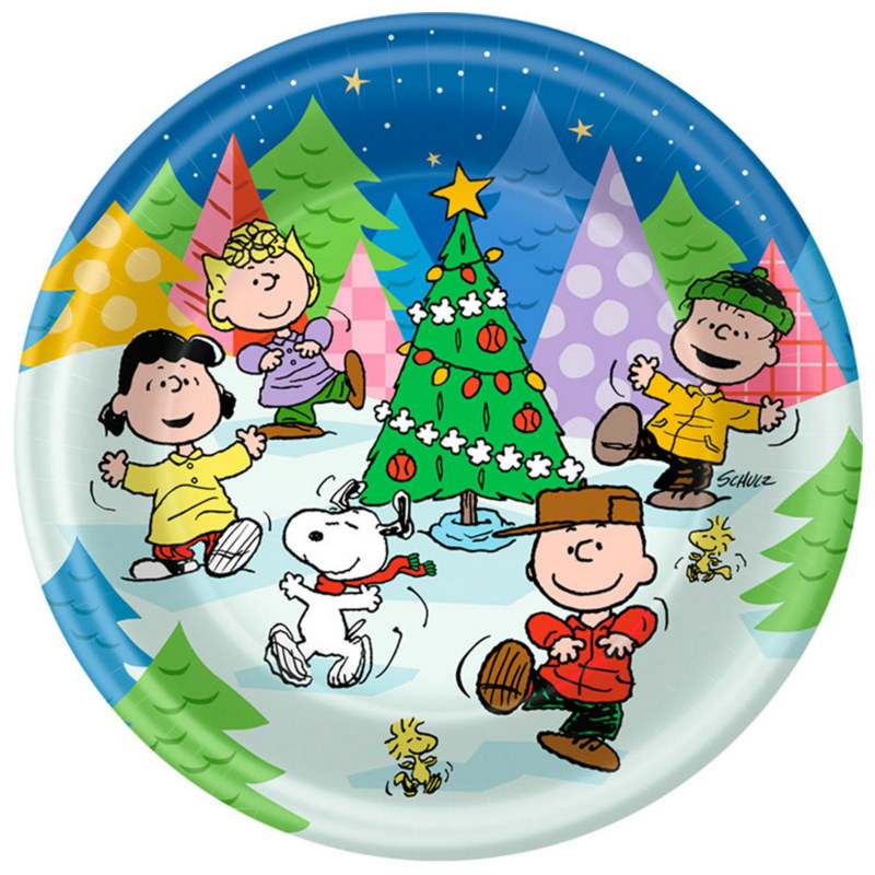 Peanuts Christmas Dinner Plates (8 count) - Click Image to Close