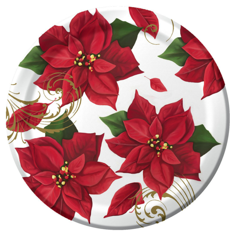 Poinsettia Breeze Dinner Plates (8 count) - Click Image to Close