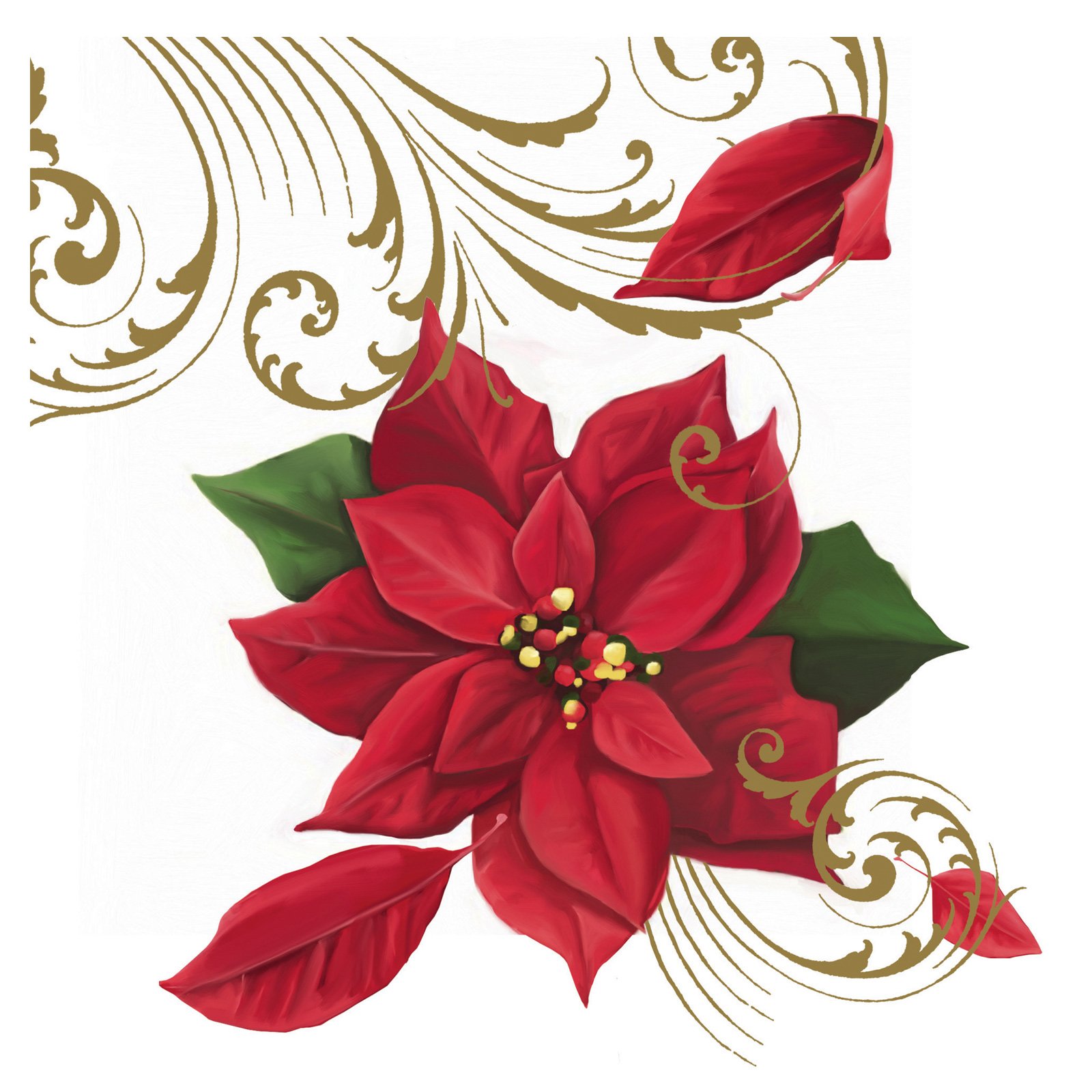 Poinsettia Breeze Lunch Napkins (18 count) - Click Image to Close