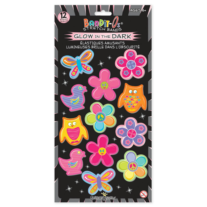 Flower Power Glow in the Dark Rubber Bracelets Assorted (12 coun - Click Image to Close
