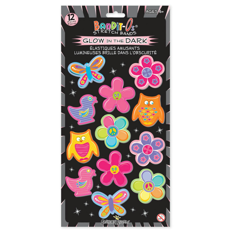 Flower Power Glow in the Dark Rubber Bracelets Assorted (12 coun