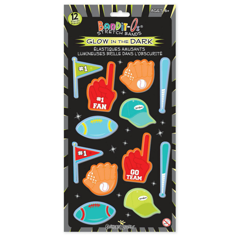Sports Fan Glow in the Dark Rubber Bracelets Assorted (12 count) - Click Image to Close