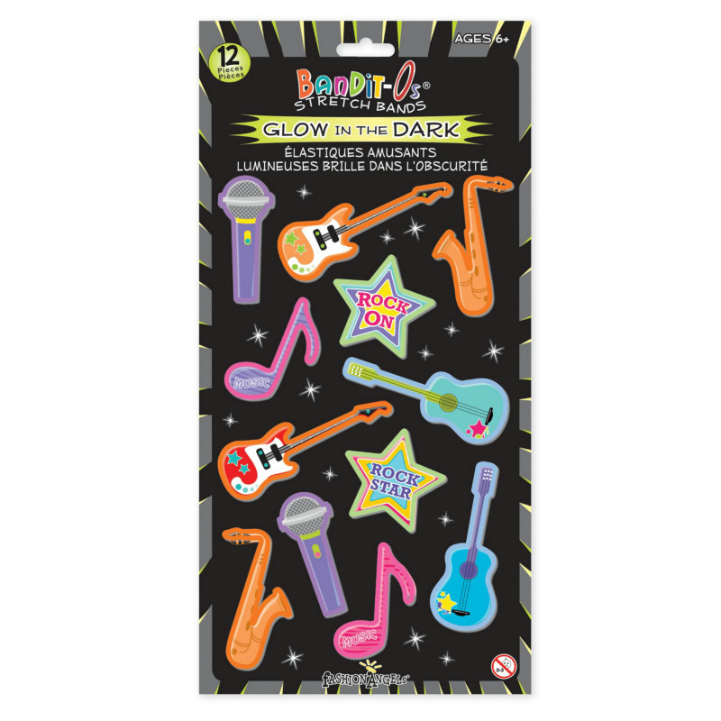 Rockband Glow in the Dark Rubber Bracelets Assorted (12 count) - Click Image to Close