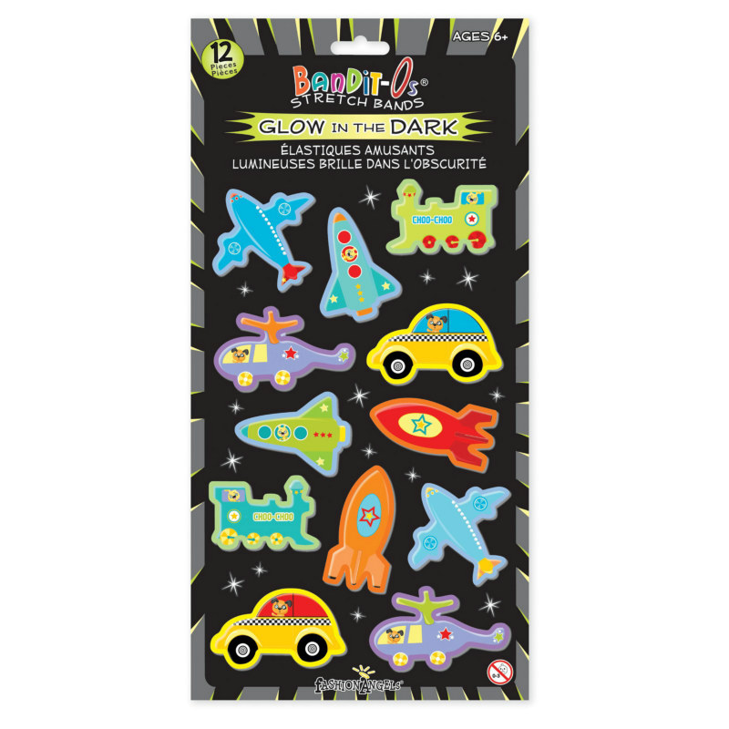 Transport Glow in the Dark Rubber Bracelets Assorted (12 count)