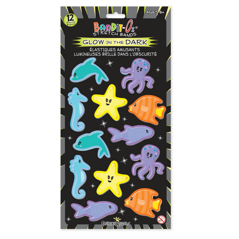 Sea Life Glow in the Dark Rubber Bracelets Assorted (12 count) - Click Image to Close