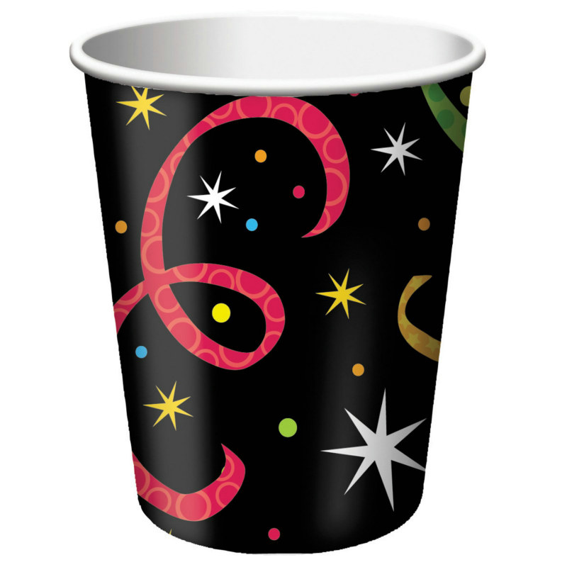 New Year Jazz 9 oz. Paper Cups (8 count) - Click Image to Close