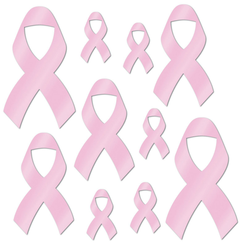 Pink Ribbon Foil Cutouts (10 count) - Click Image to Close