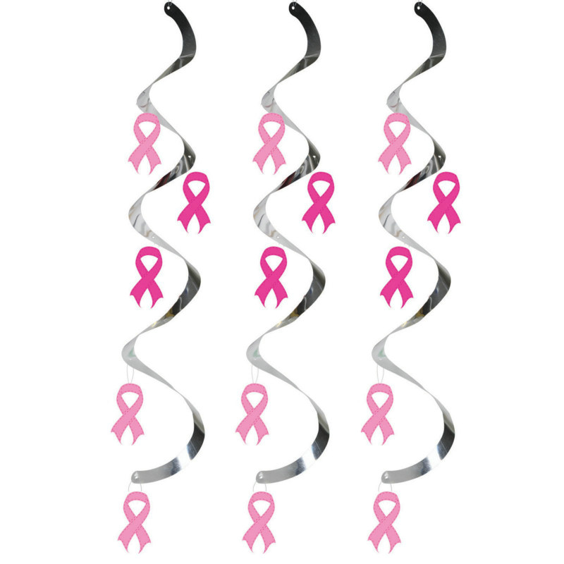 Pink Ribbon Dizzy Danglers (5 count) - Click Image to Close