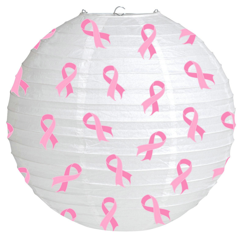 Pink Ribbon Round Lantern (1 count) - Click Image to Close