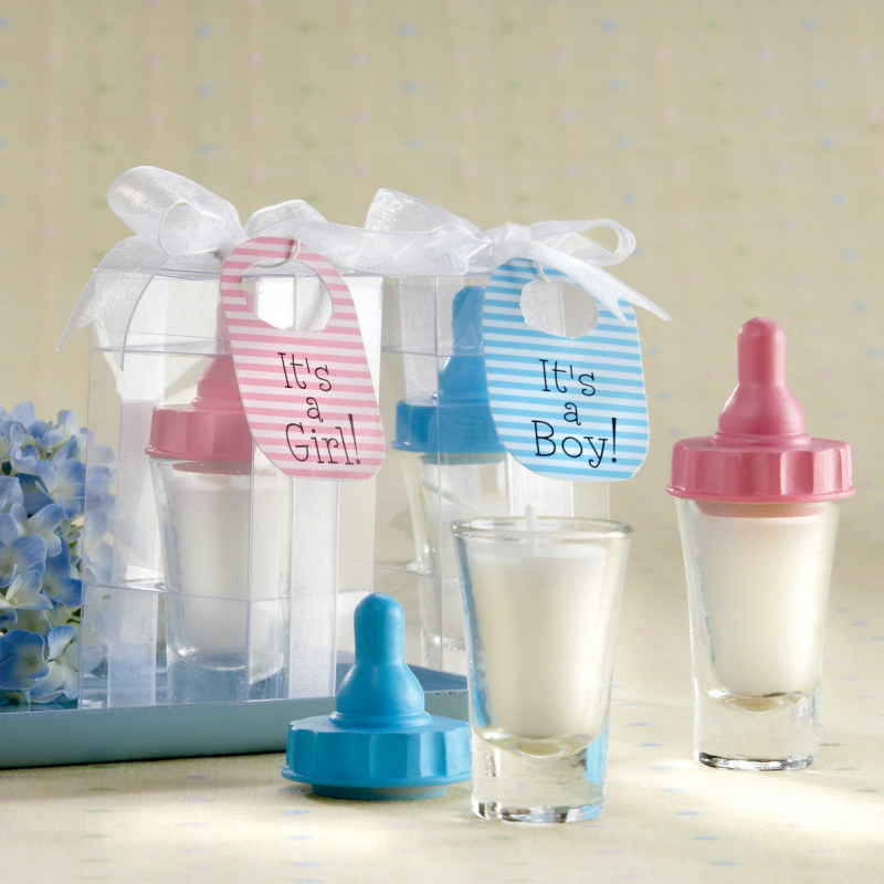 Blue Baby Bottle Candles (4 count) - Click Image to Close