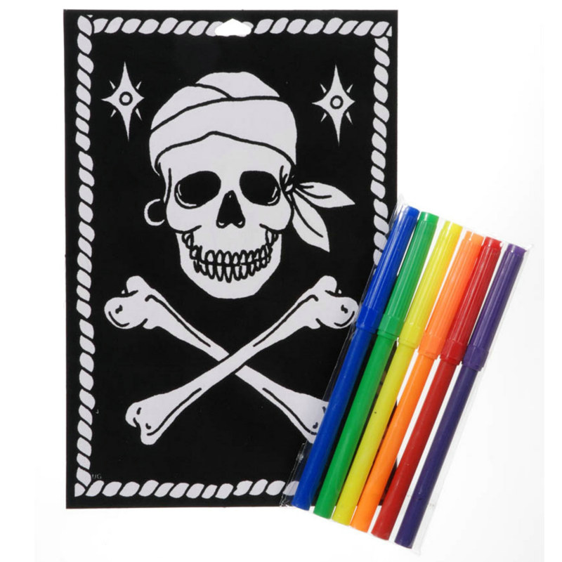 Pirate Skull and Crossbones Velvet Art Activity Kit - Click Image to Close