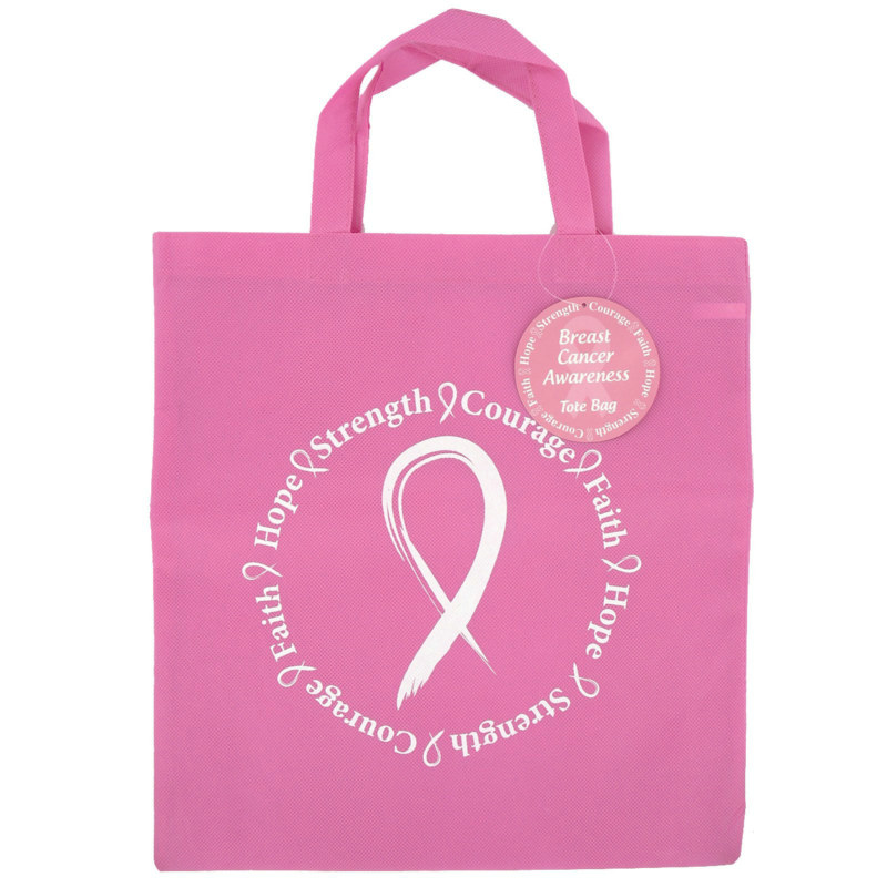 Breast Cancer Awareness Reusable Woven Tote Bag - Click Image to Close