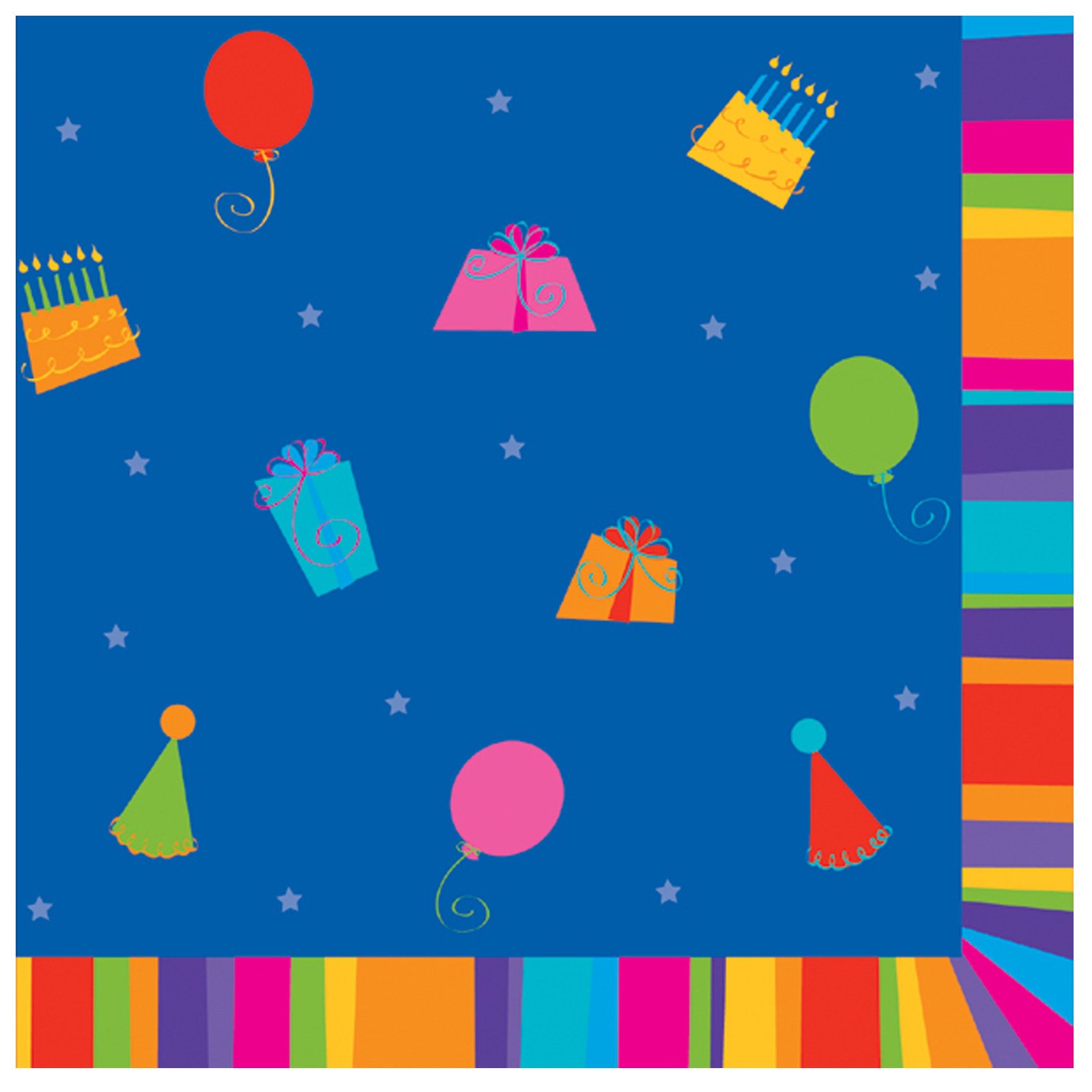 Birthday Stripes Beverage Napkins (16 count)