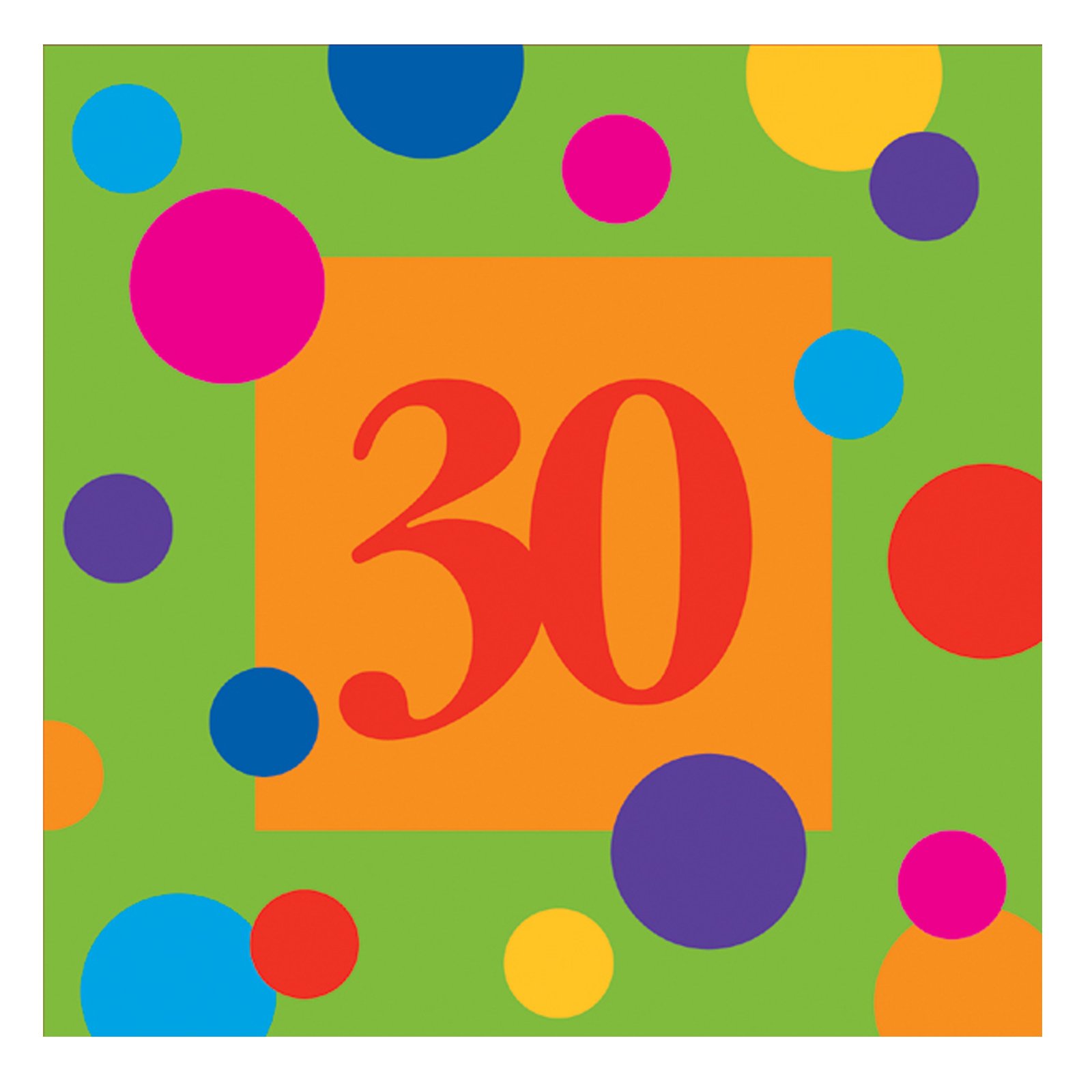 Birthday Stripes 30 Beverage Napkins (16 count) - Click Image to Close