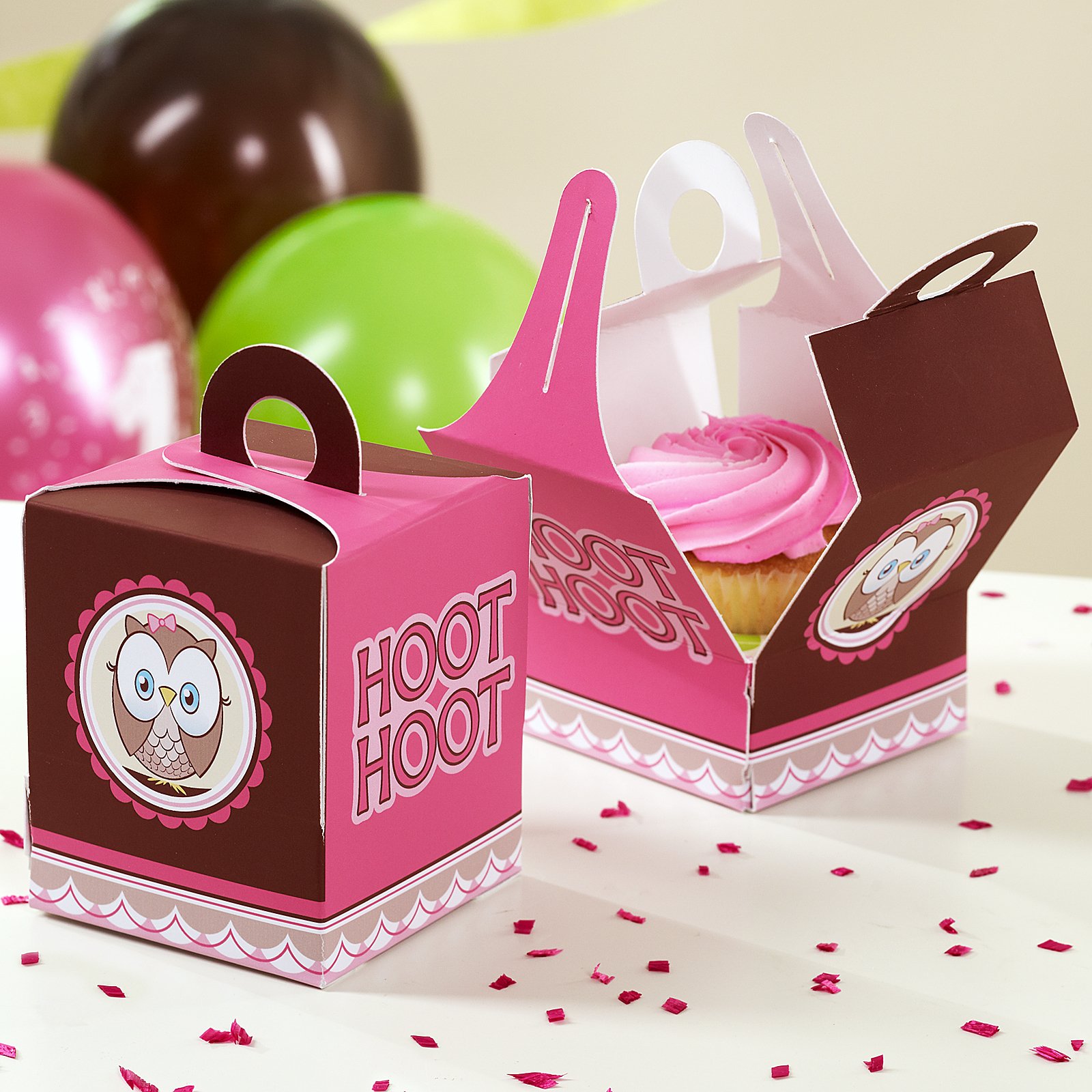 Look Whoo's 1 Pink Cupcake Boxes (4 count) - Click Image to Close