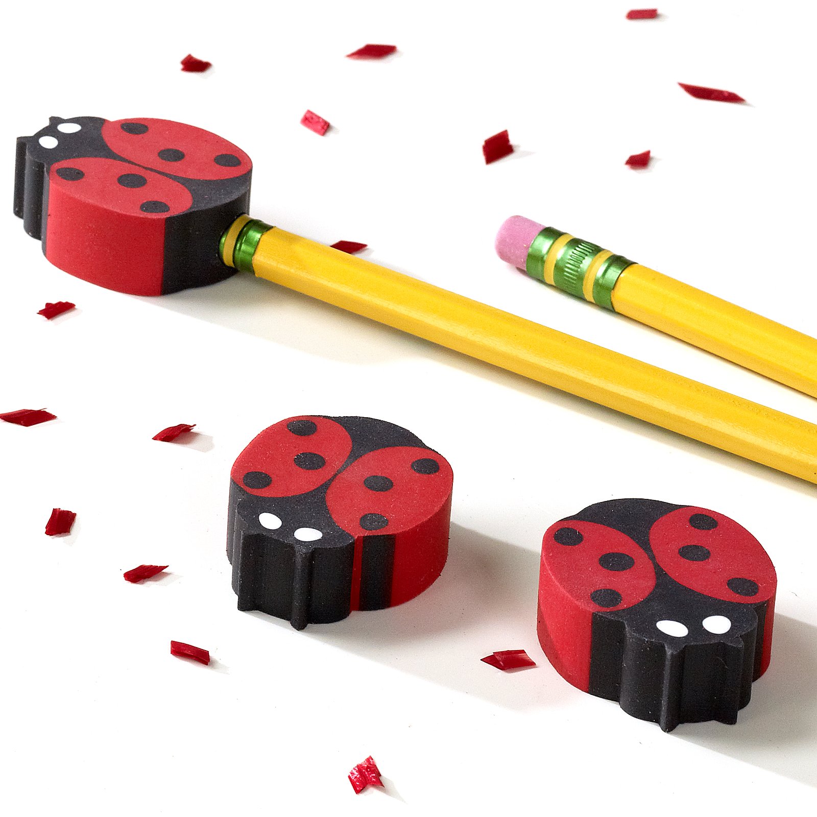 Ladybug Eraser Toppers (8 count) - Click Image to Close