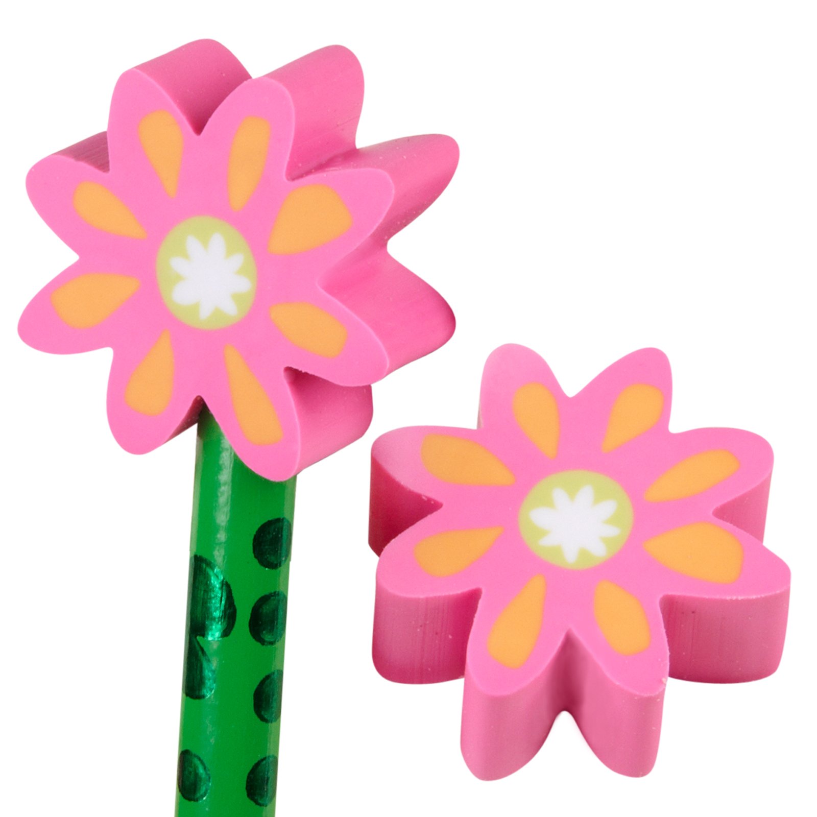 Flower Eraser Toppers (8 count) - Click Image to Close