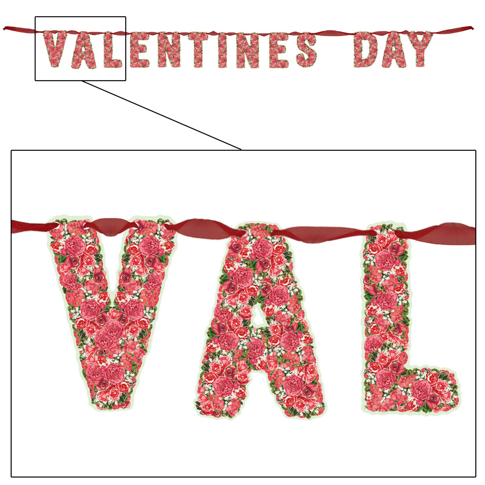 6' Ribboned Valentine's Day Streamer - Click Image to Close