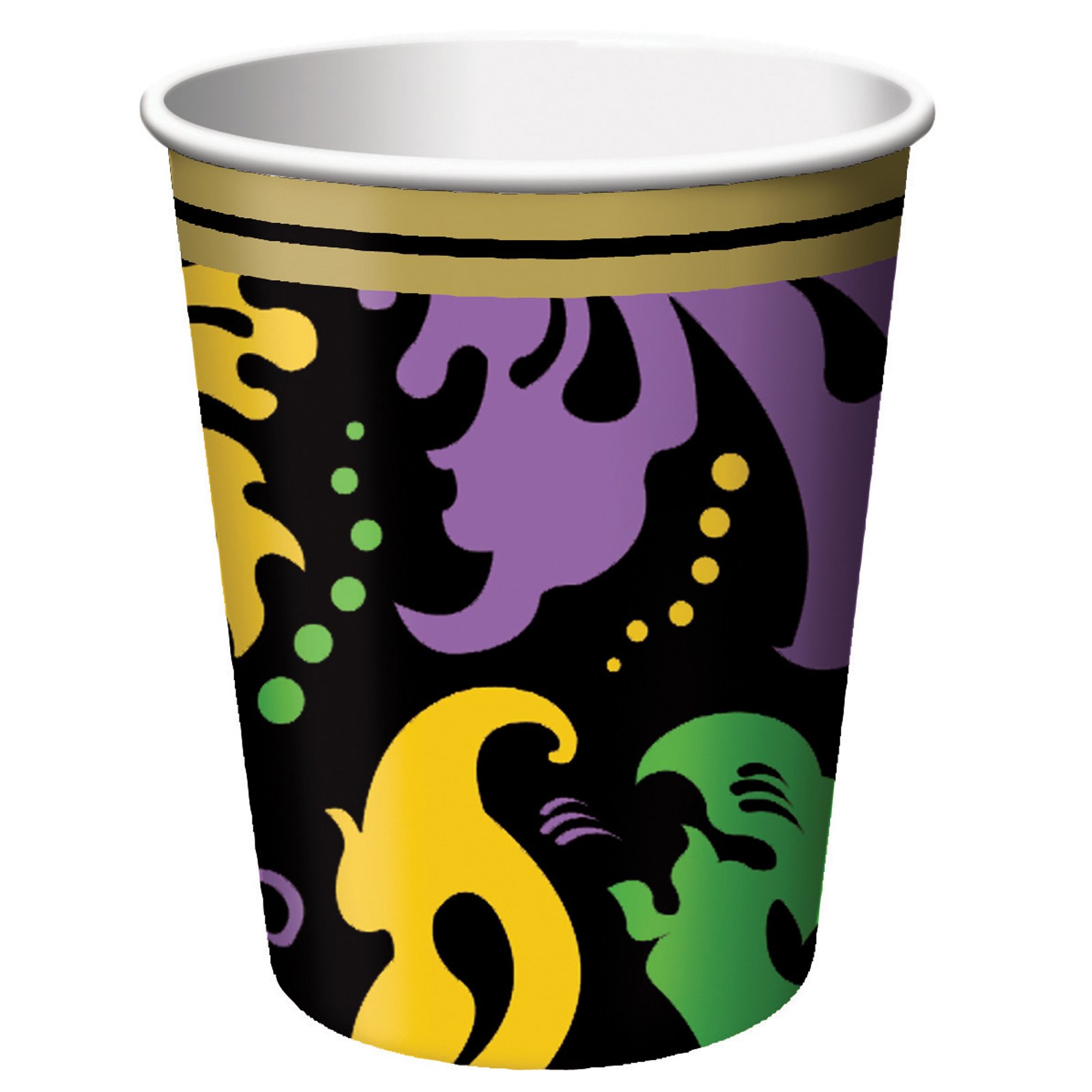 Mardi Gras Magic 9 oz. Paper Cups (8 count) - Click Image to Close