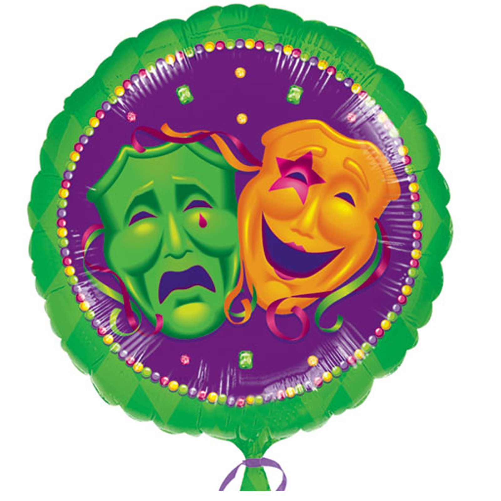 Masquerade Comedy/Tragedy Faces 18" Foil Balloon - Click Image to Close