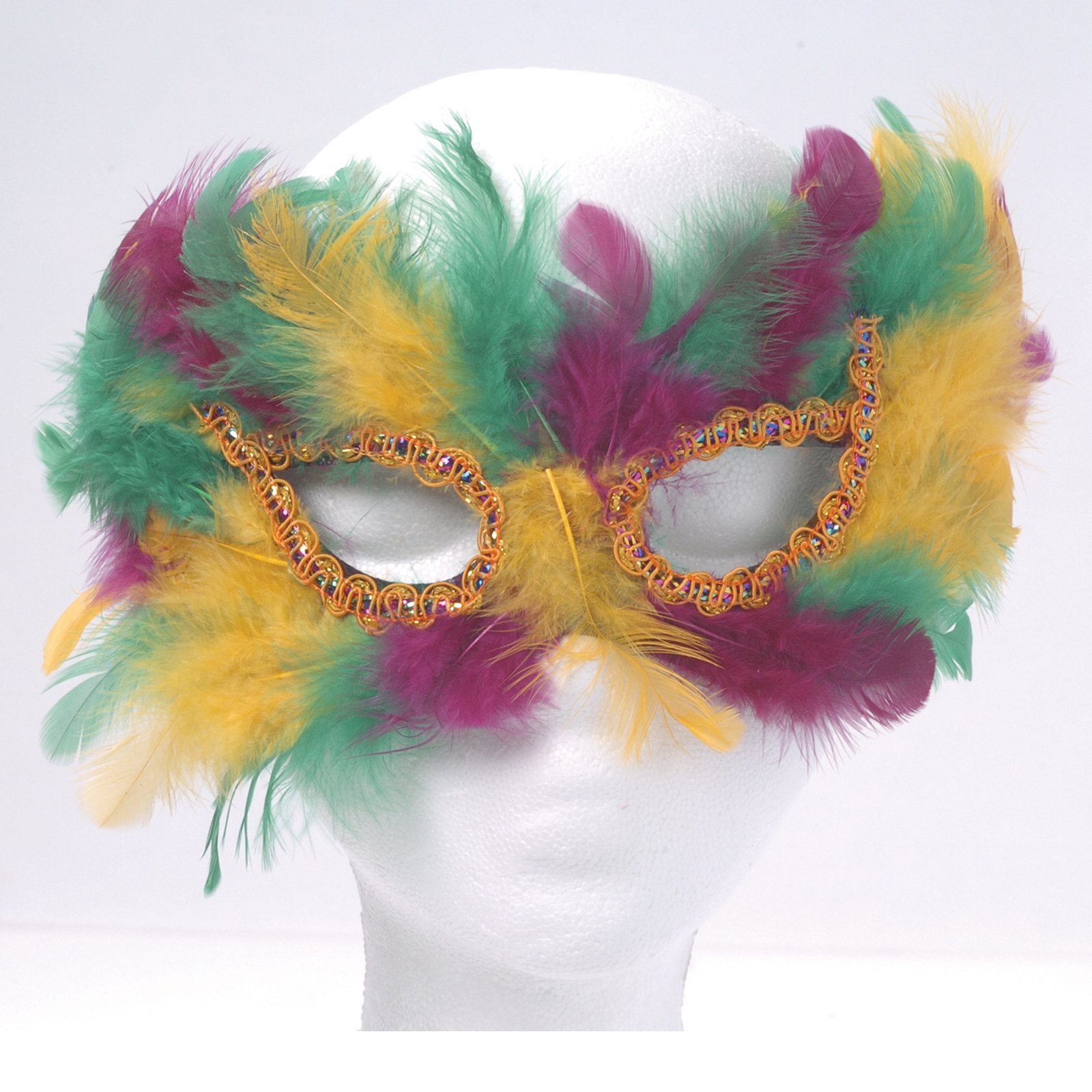 Mardi Gras Feather Cat Eye Mask - Click Image to Close