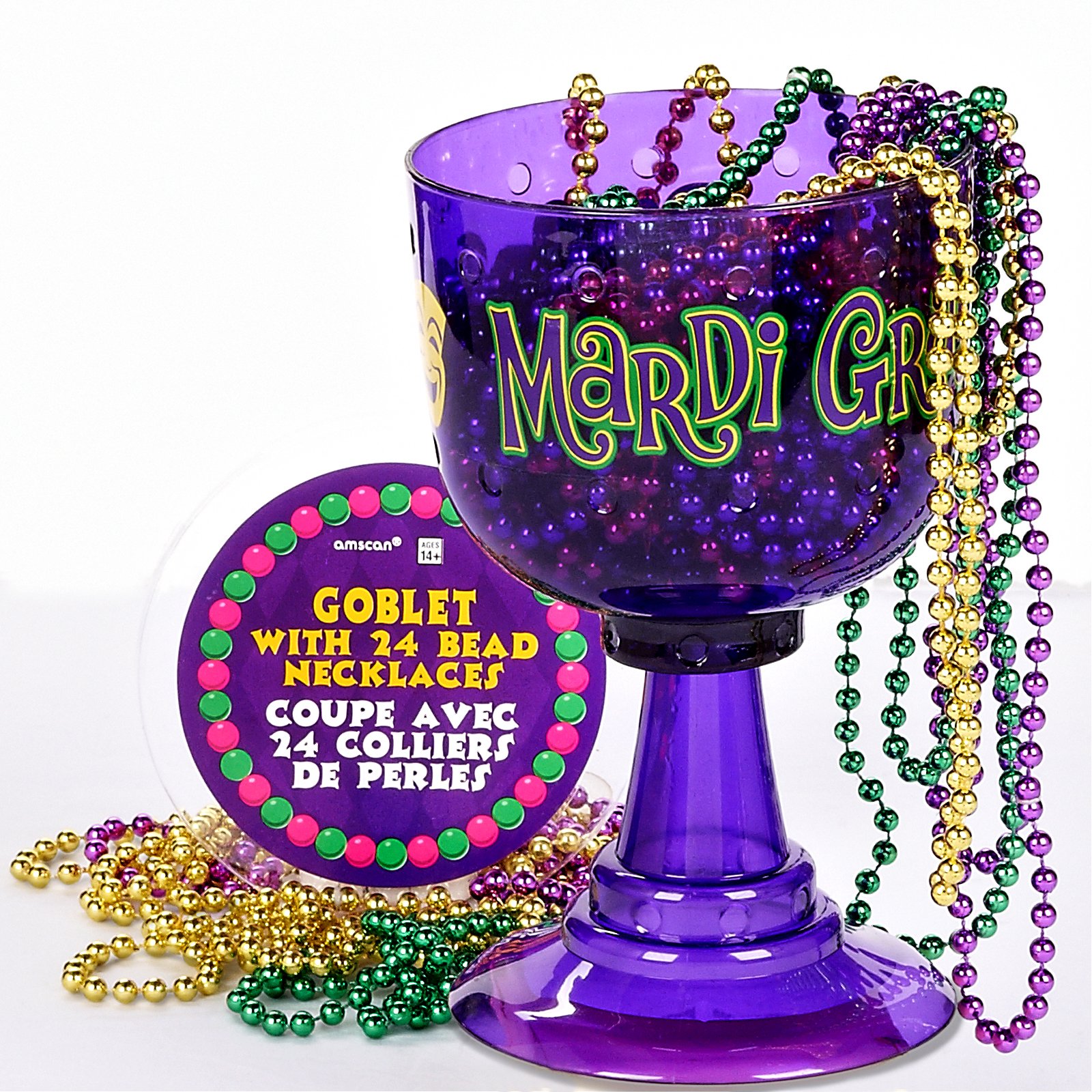 Mardi Gras Cup with Bead Necklaces - Click Image to Close