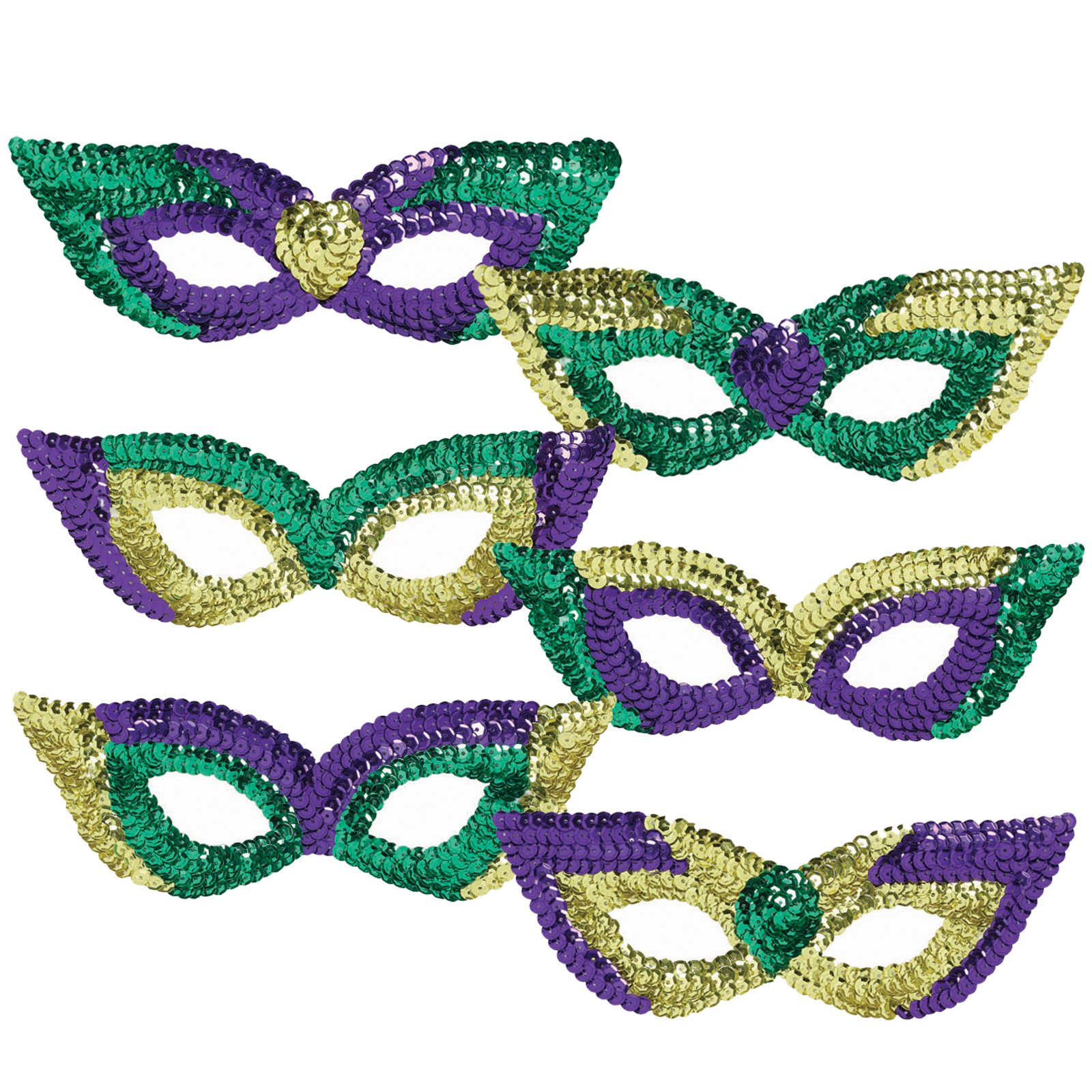 Mardi Gras Sequin Party Masks (6 count) - Click Image to Close