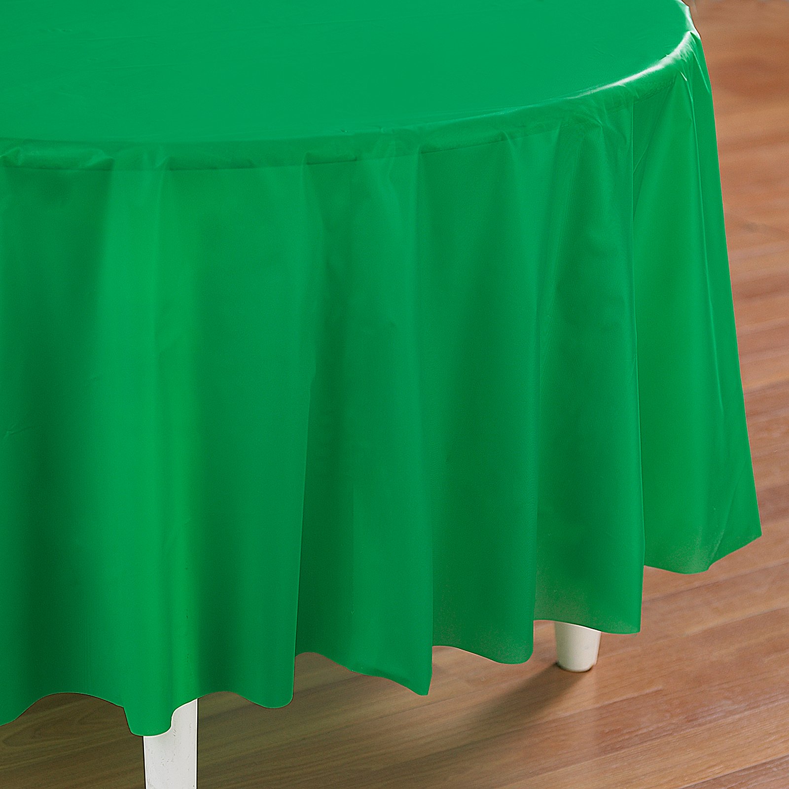 Emerald Green (Green) Round Plastic Tablecover - Click Image to Close