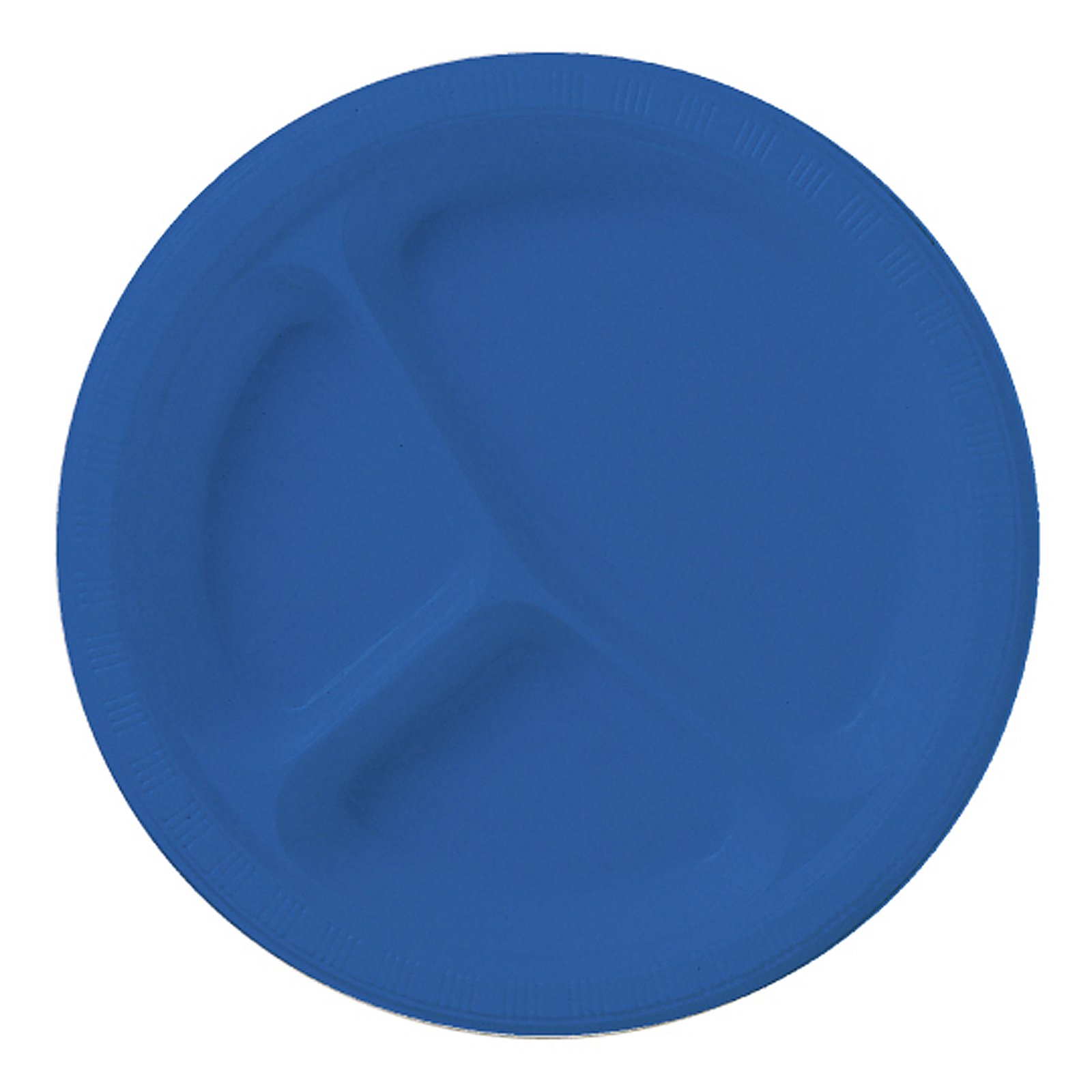 True Blue (Blue) Plastic Divided Plates (20 count) - Click Image to Close