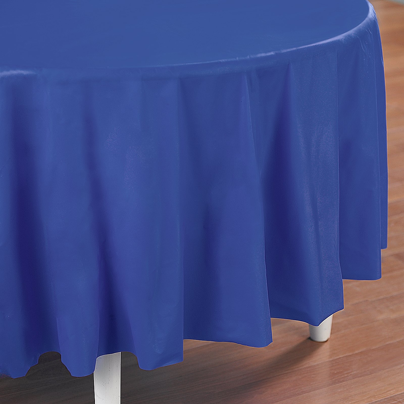 True Blue (Blue) Round Plastic Tablecover - Click Image to Close