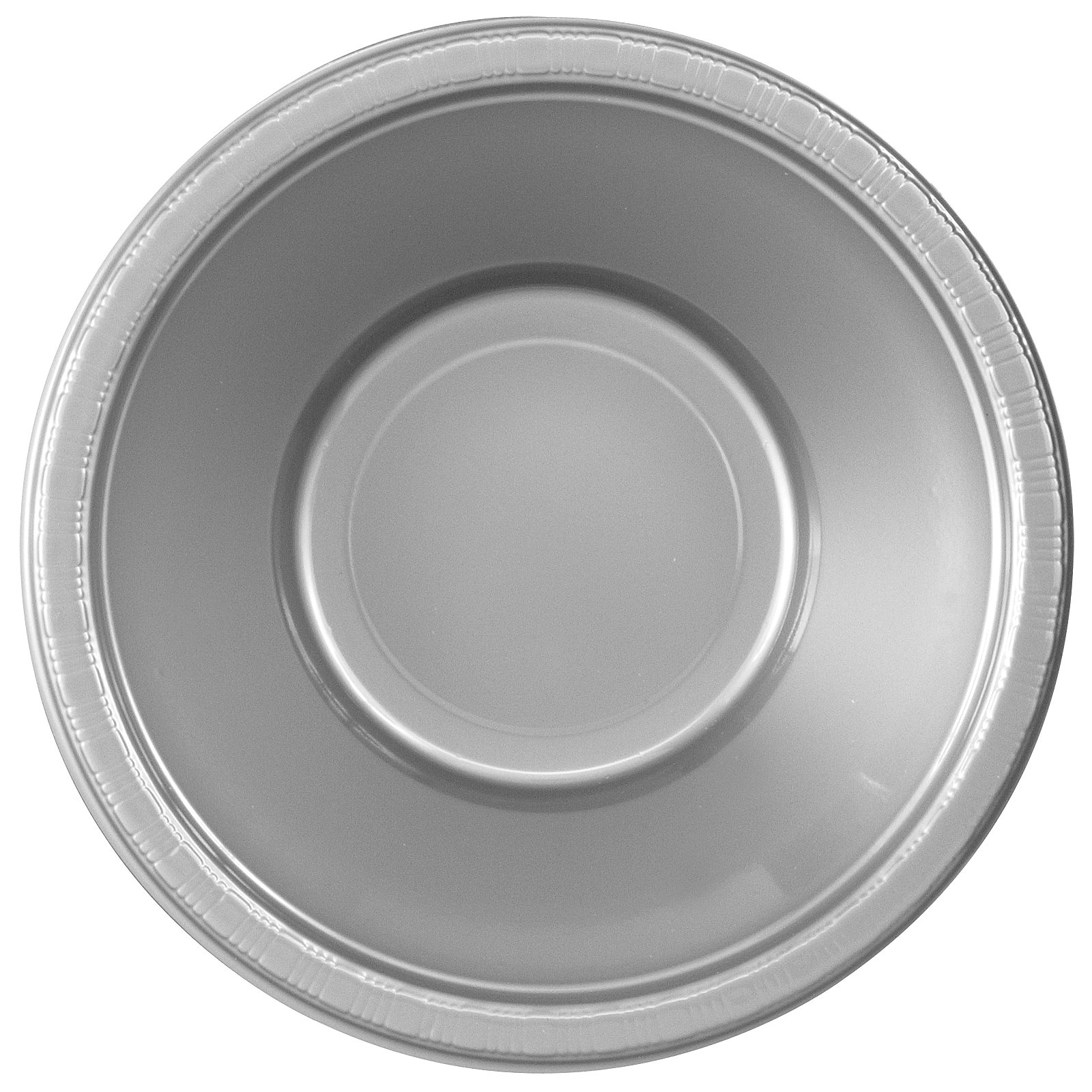 Shimmering Silver (Silver) Plastic Bowls (20 count) - Click Image to Close