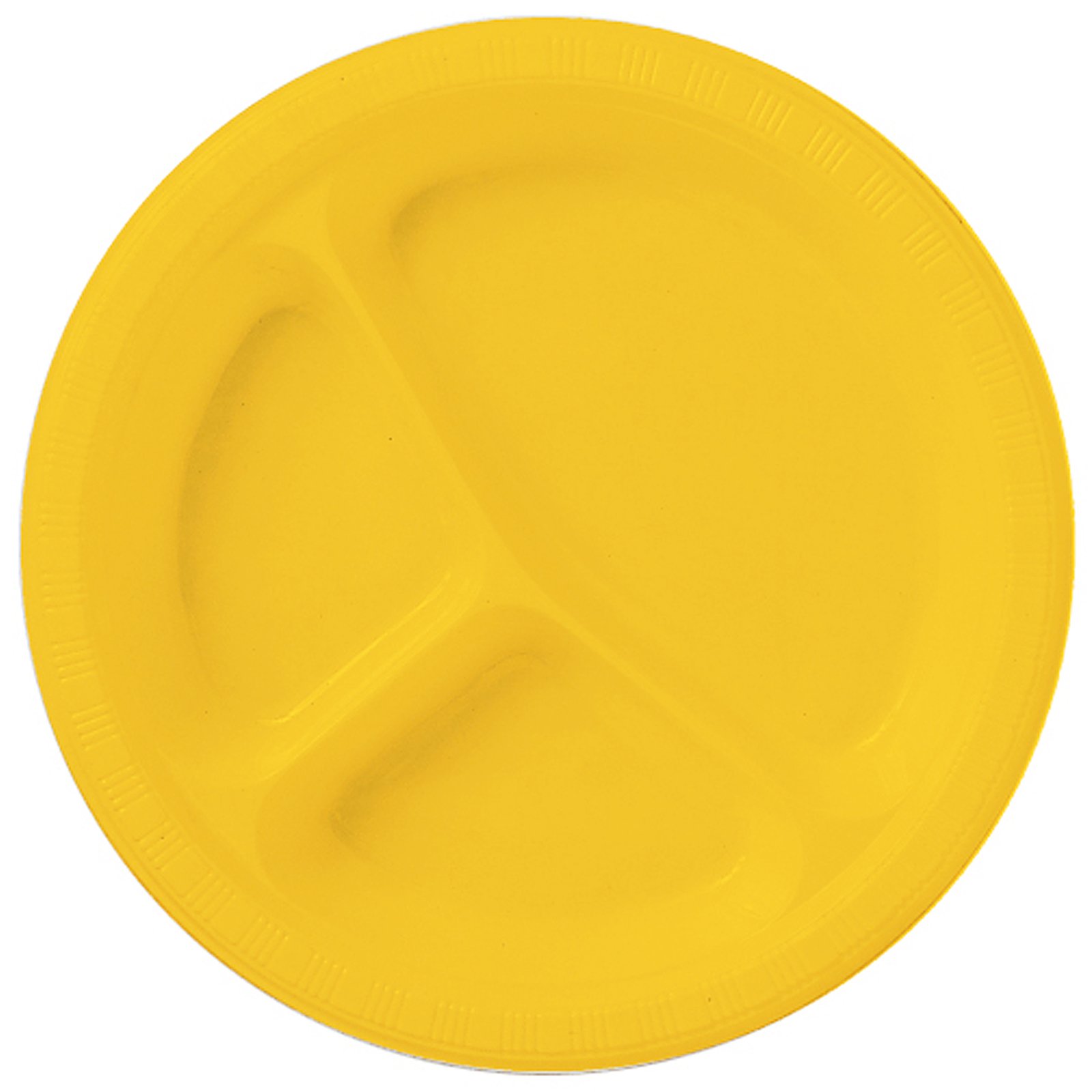 School Bus Yellow (Yellow) Plastic Divided Dinner Plates (20 cou - Click Image to Close
