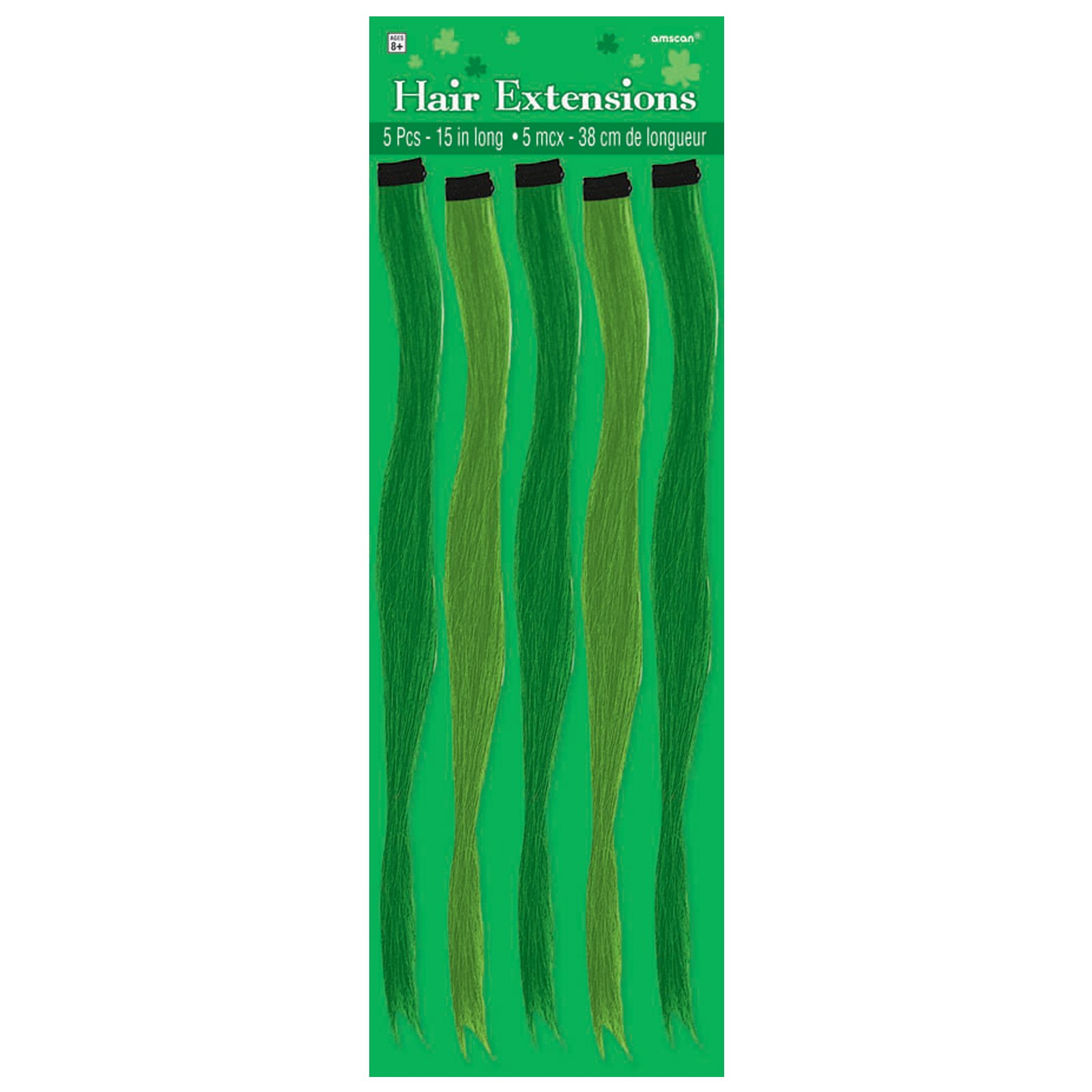 St. Patrick's Day Green Hair Extensions (5 count) - Click Image to Close