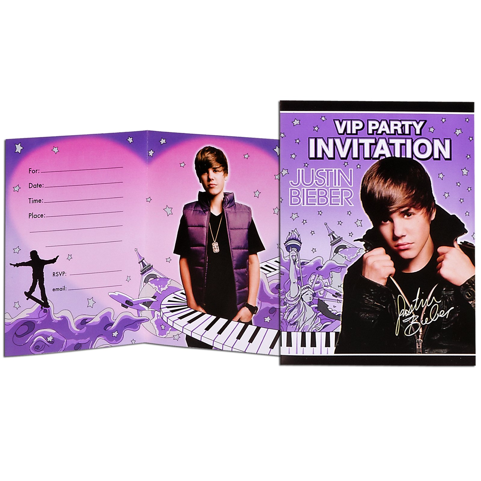 Justin Bieber Invitations (8 count) - Click Image to Close
