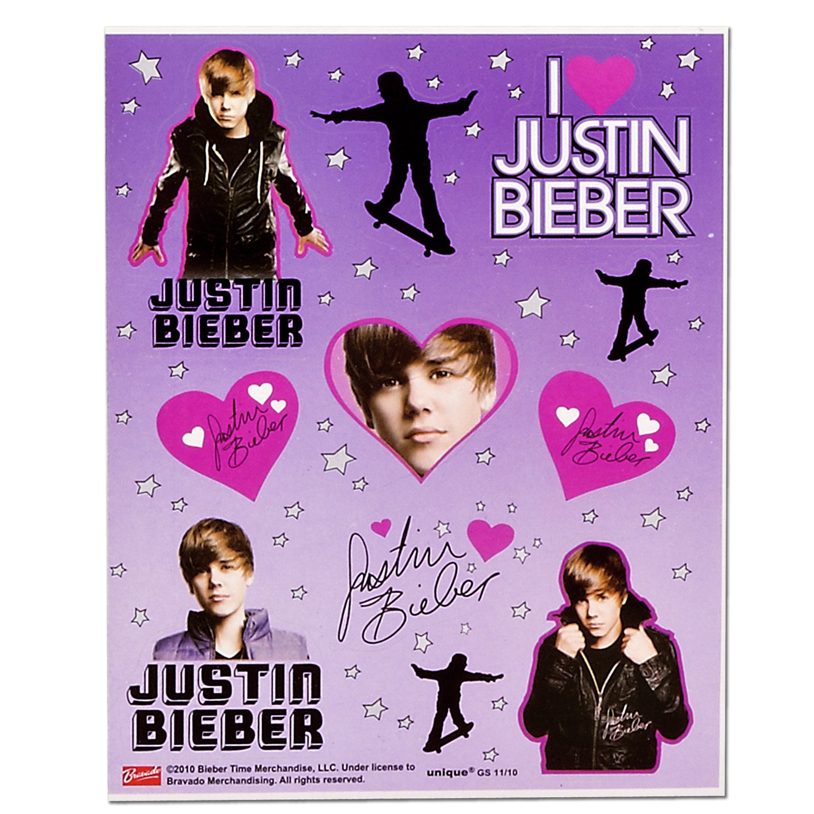 Justin Bieber Sticker Sheets (4 count) - Click Image to Close