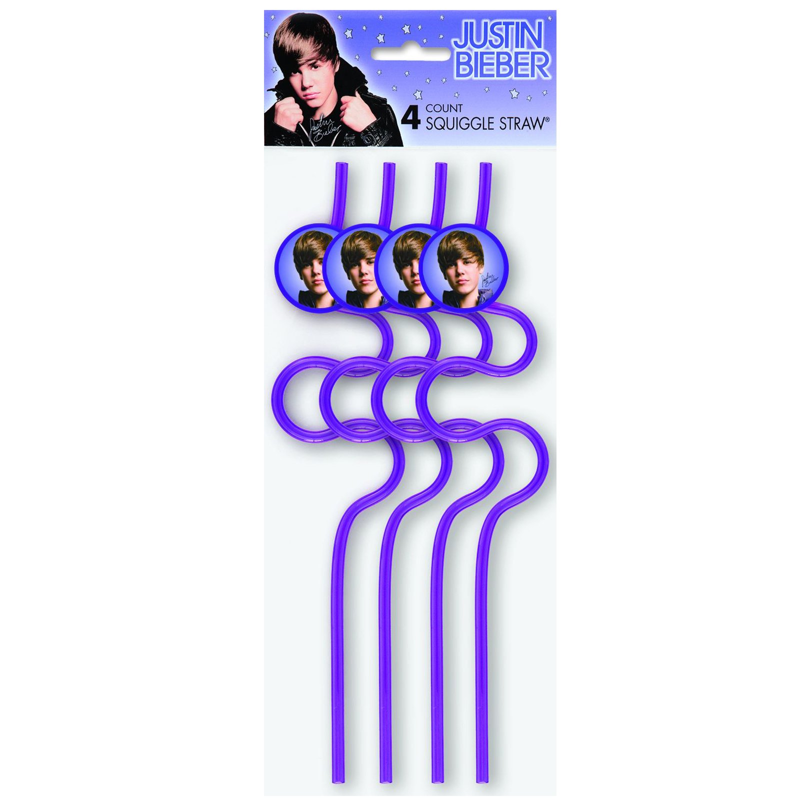 Justin Bieber Squiggle Straws (4 count)