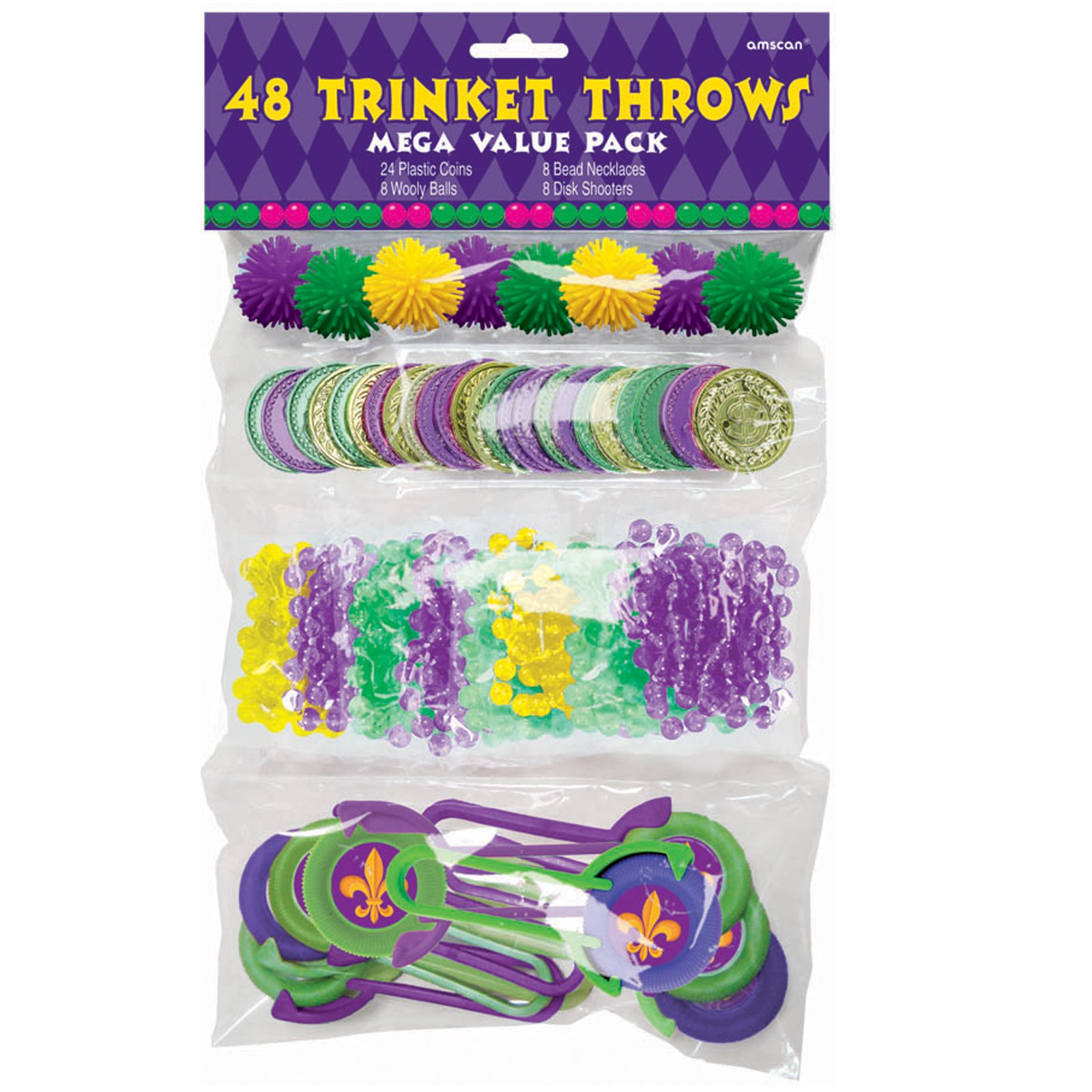 Mardi Gras Trinket Favors (48 count) - Click Image to Close