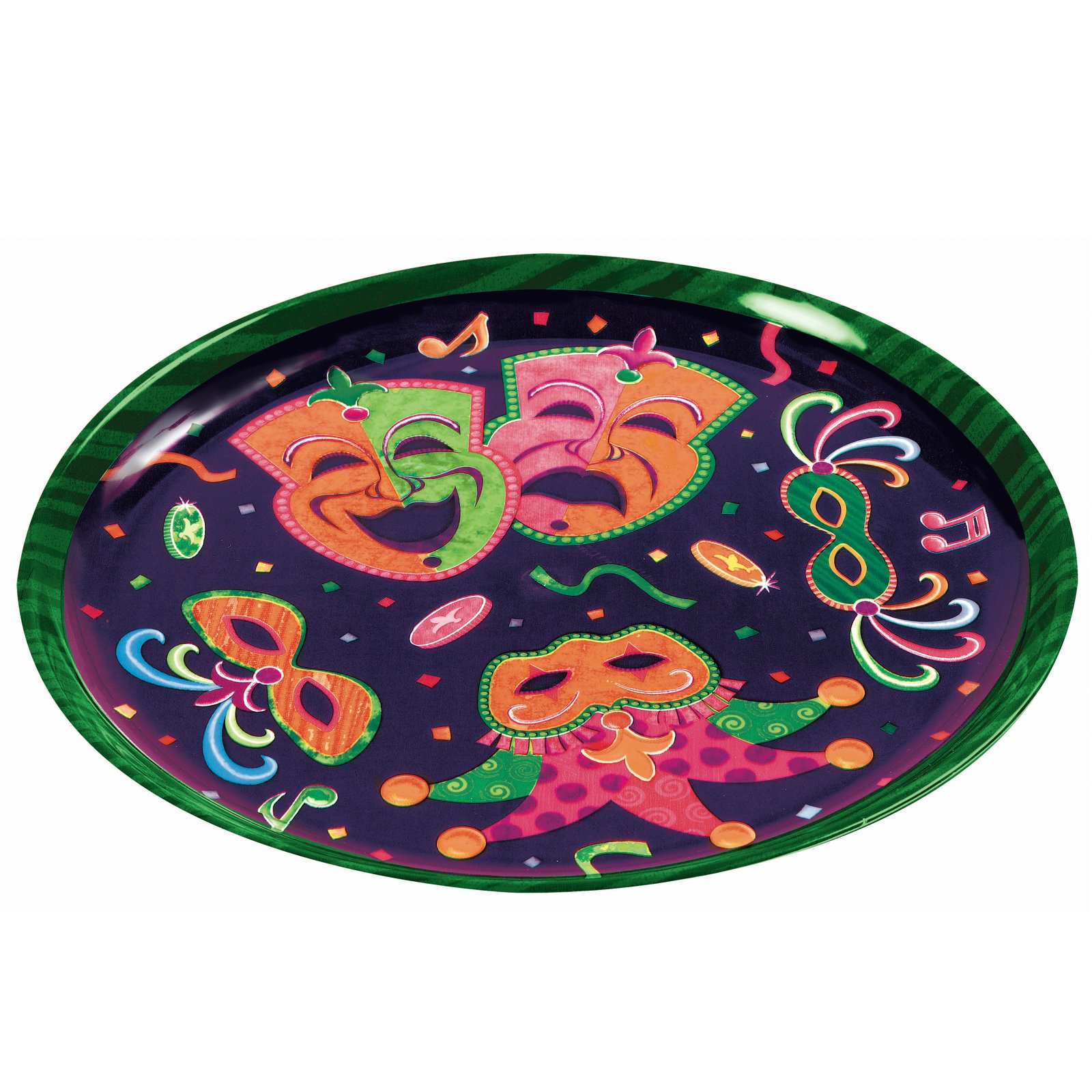 Mardi Gras 13" Round Plastic Platter