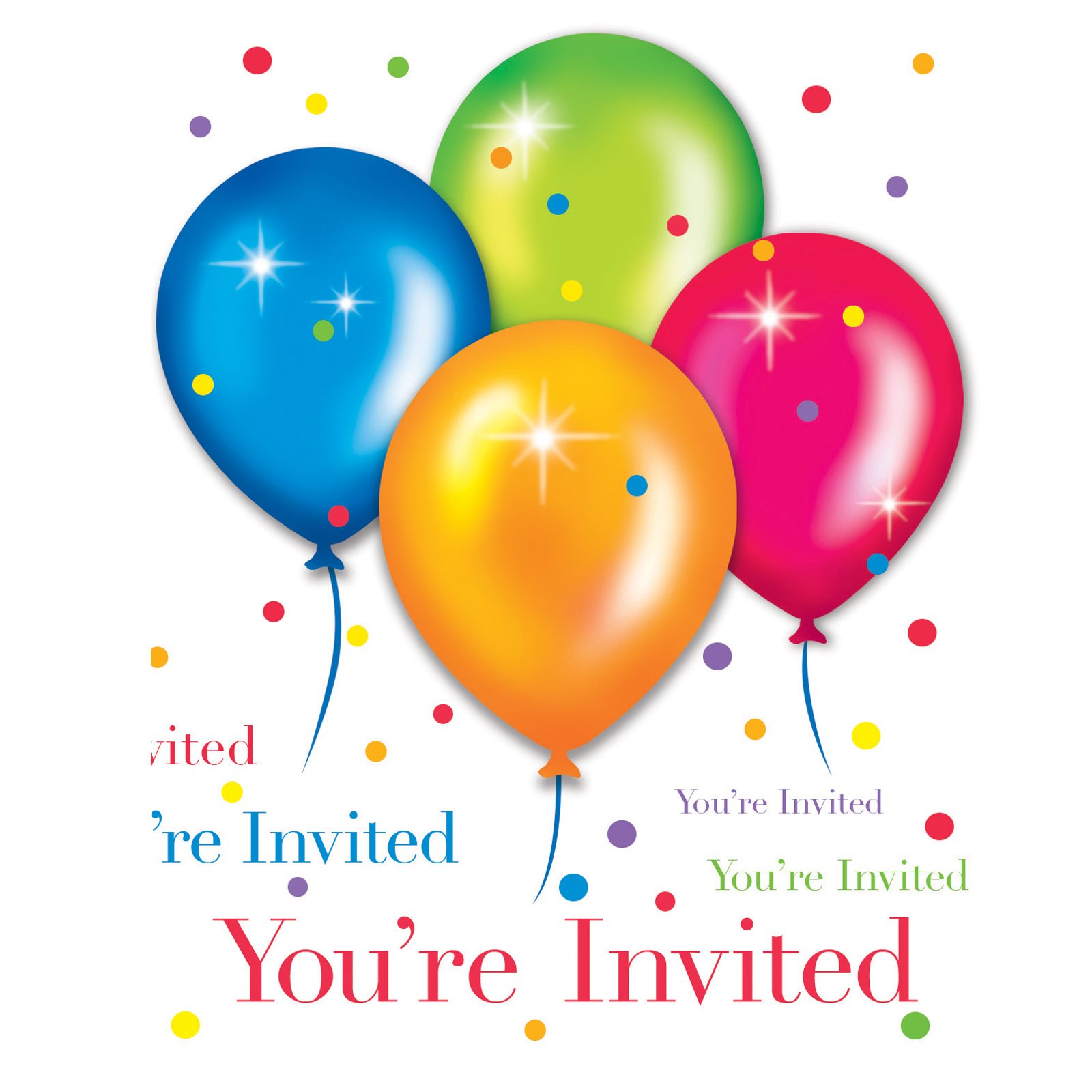 Birthday Balloons Invitations (25 count) - Click Image to Close